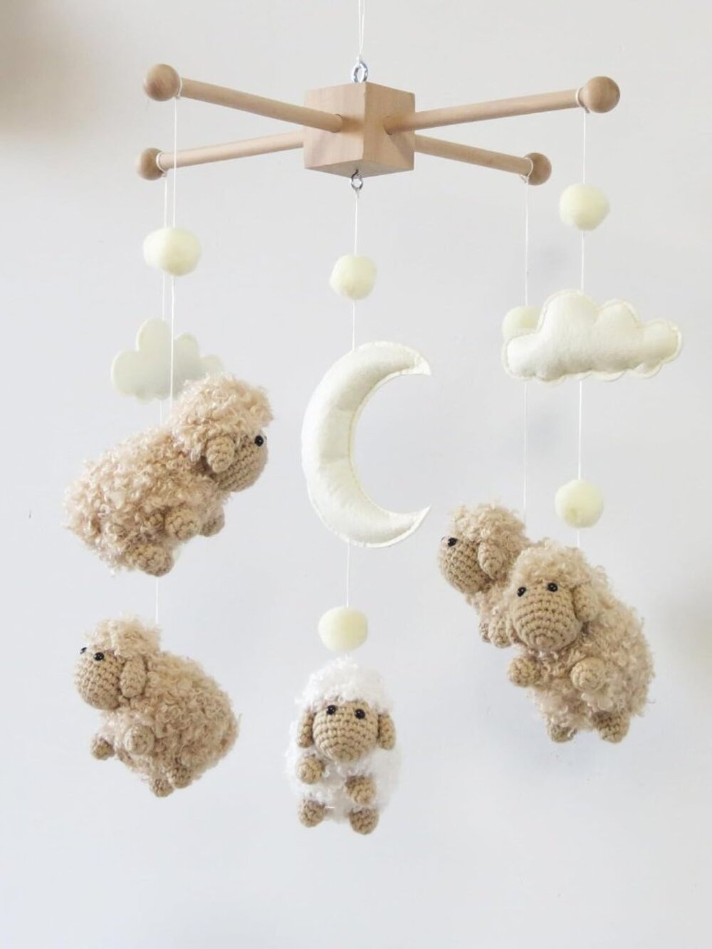 Sheep Mobile for Crib Baby Mobile Sheep Crib Mobile Nursery DéCor White